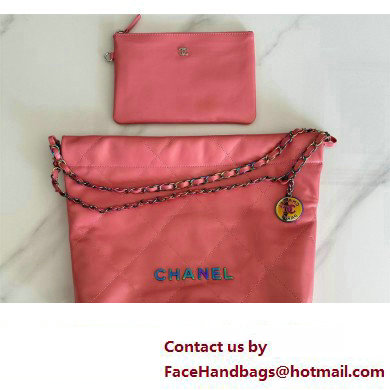 Chanel Shiny Calfskin & Rainbow Metal PINK 22 Small Handbag AS3260 2024